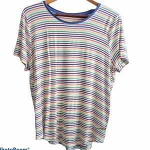 SO Striped Favorite Crew Soft T-Shirt Rainbow L